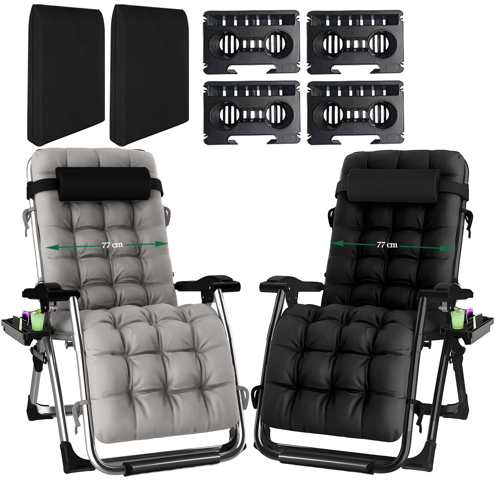 Fiutazge 2Pcs ExtraBreit Sonnenliege Liegestuhl Klappbar Verstellbarer