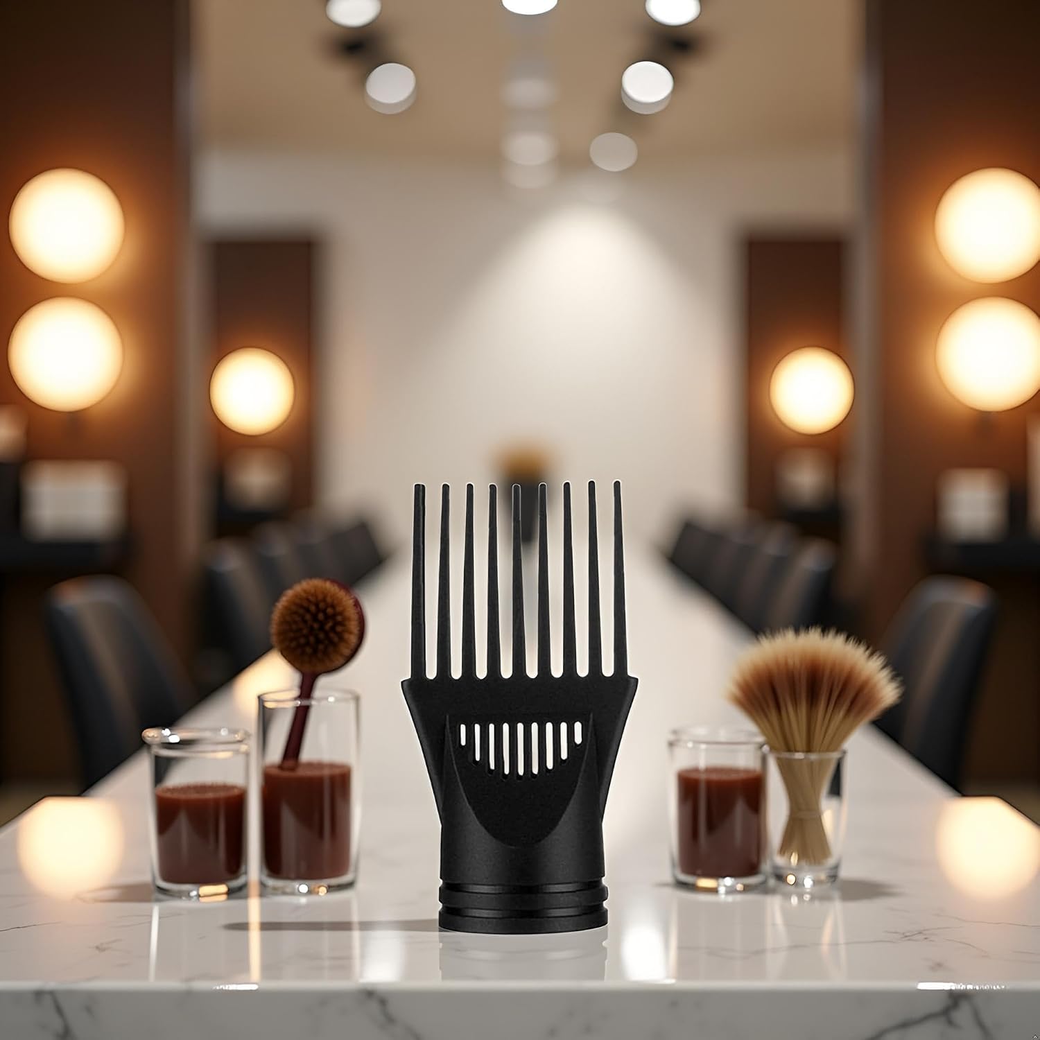 Hair Dryer Diffuser Professional Universal Hairdressing Wind Blow Cover Comb Attachment Nozzle Black Straightening Detangling Fine Curly Natural Hair Professional Processed Blow Dryer Comb Attachment