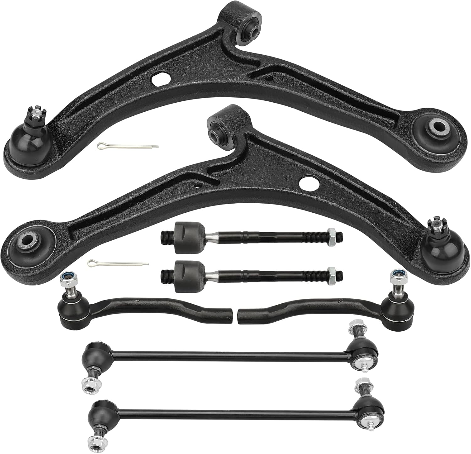 8PCS Front Suspension Kit Compatible for Honda Pilot 2006-2008, Acura MDX 2006, Lower Control Arms with Ball Joints, Sway Bar End Link & Tie Rod End, K621349 K621350 K750124