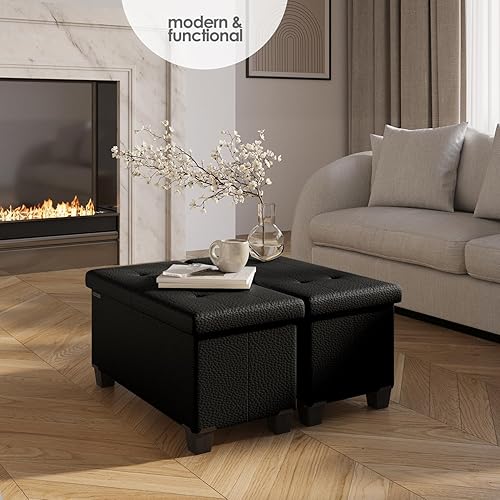 Miniatura 92 de Otomana plegable para dormitorio o sala de estar, con contenedores de almacenamiento, reposapiés para el extremo de la cama, soporta hasta 660 lb,