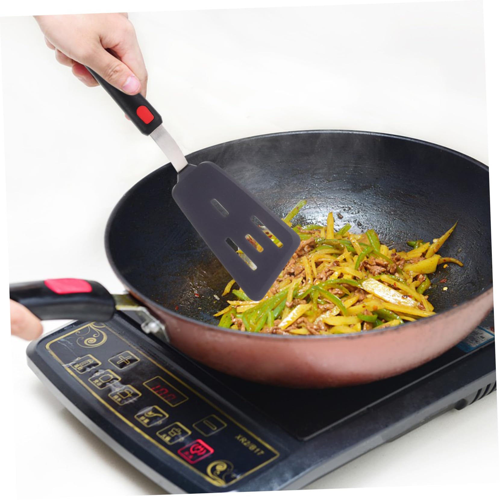 Kisangel 3pezzi Spatola in Silicone per Cucina Spatola Antiaderente per Friggere Portatile per Wok e Pentole Grandi Resistente al Calore e Riutilizzabile