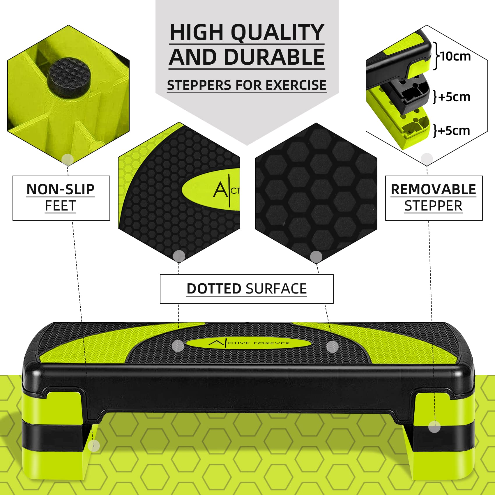 Aerobic Stepper für zuhause, Steppbrett, 3 einstellbare Höhen(10cm/15cm/20cm), Geeignet für den Heim und Bürogebrauch