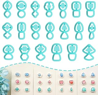 Tainsky 20 Shapes Embedded Polymer Clay Cutters - Gem Studs Clay Jewelry Making Tools, Earring Cutters (Studs)