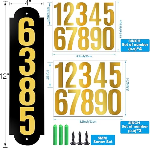 Vista 156 de Placa de dirección de metal personalizada, letreros de números para placa de pared de casa, letrero de dirección de nombre de calle, números de casa