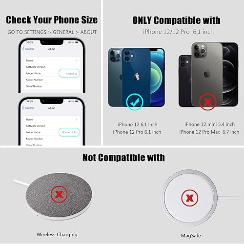 Miniatura 7 de Nvollnoe Funda para iPhone 1212 Pro con tarjetero almacena 5 tarjetas Funda de doble capa resistente a prueba de golpes para iPhone 12 con ranura