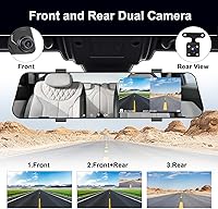 Vista 5 de CAMECHO Cámara de respaldo de 4.5 pulgadas, cámara de respaldo 1080P FHD frontal y trasera, cámara de espejo para automóviles de doble lente