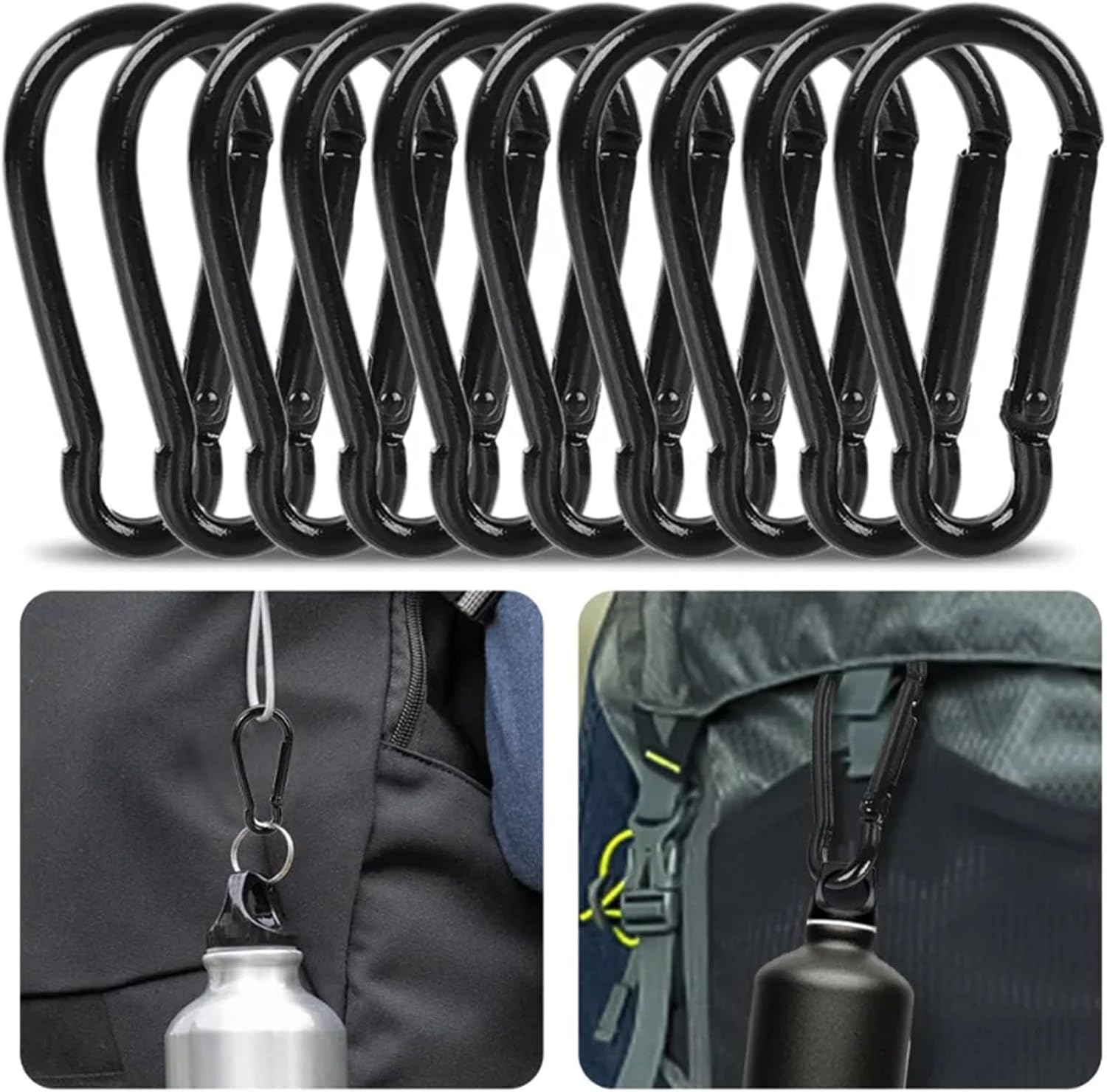 Snap Clips Snap Hooks Mini Keychain Alluminum Alloy D Type Buckle Spring Hook Clip Keychains Outdoor Camping Daily Use Tools(Silver - 20pcs)