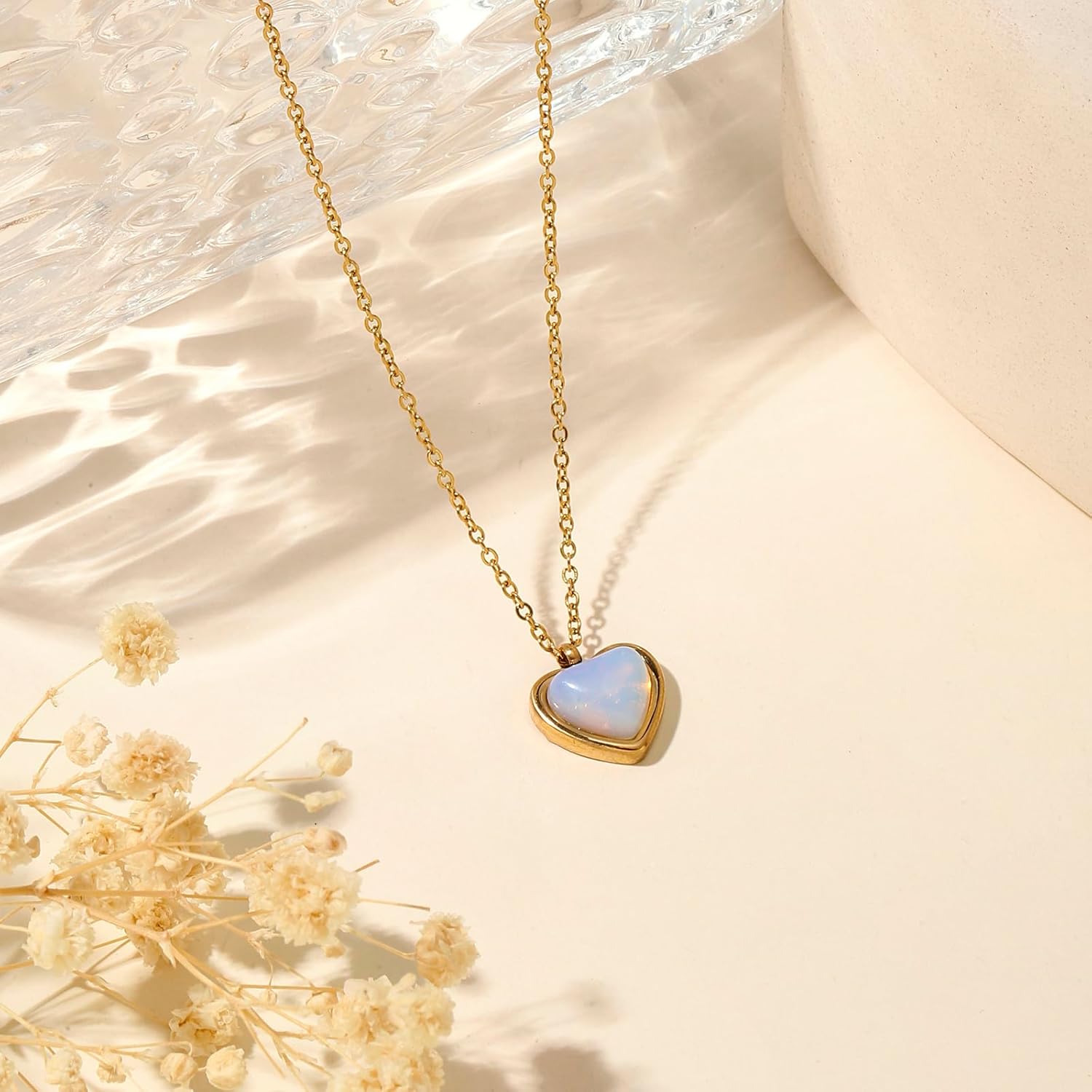 Gold Heart Necklaces for Women Dainty 14K Gold Plated Adjustable Heart Shaped Necklace Heart Crystal Pendant Necklace Heart Jewelry for Women - Image 4