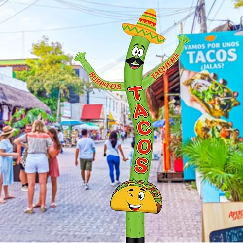 Miniatura 5 de Tacos de 20 pies de aire inflable bailarín marioneta con sombrero impresión en ambos lados llamativo taco burritos publicidad al aire libre