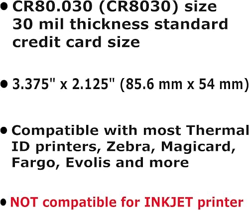 Miniatura 2 de Tarjetas térmicas de PVC en blanco de alta calidad para impresoras de tarjetas de identificación, calidad gráfica, plástico blanco CR80 de 30 mil