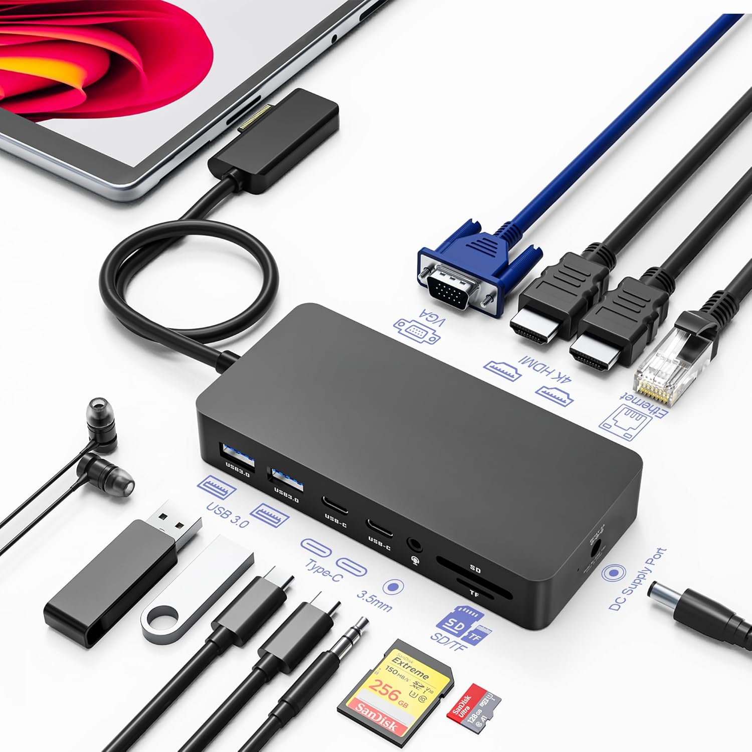 Microsoft Surface Docking Station, 12 in Triple Jordan Ubuy