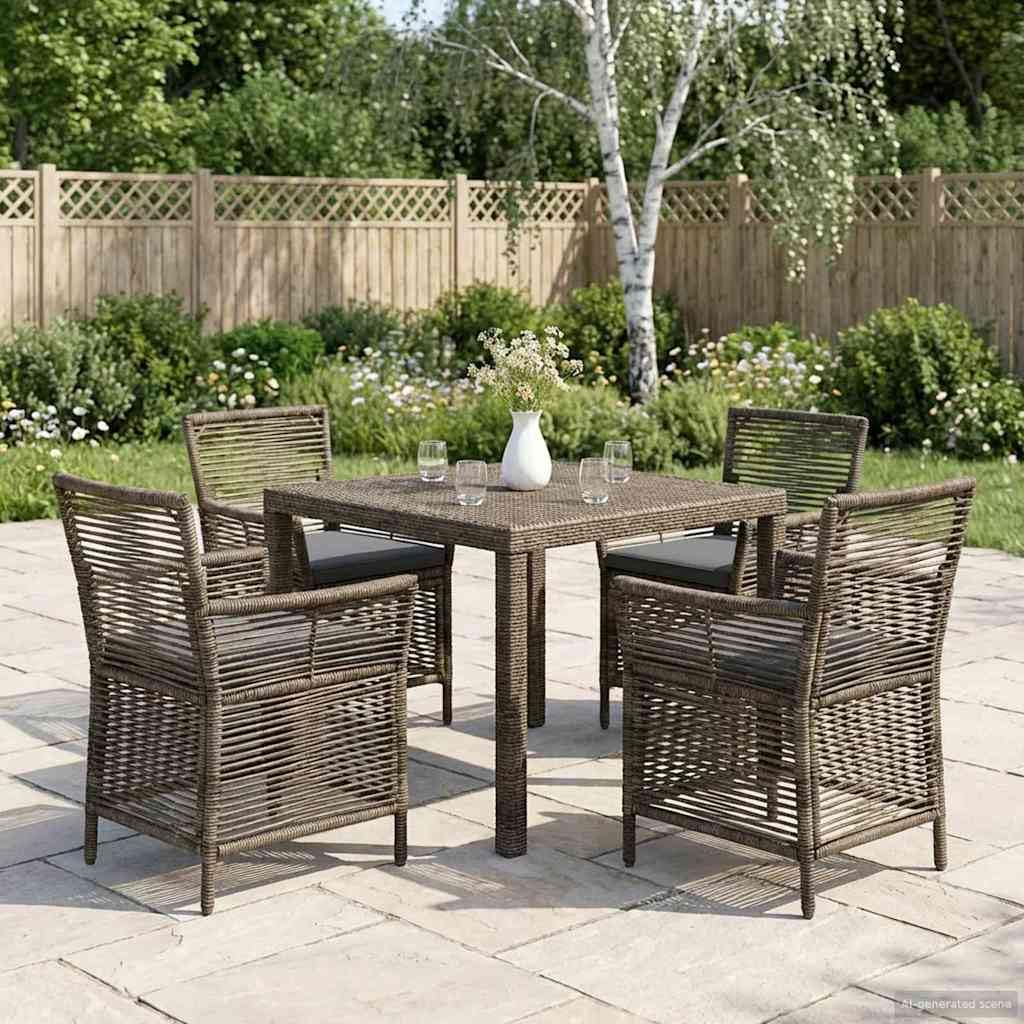 Chaise de jardin en polyrotin lot de 4 fauteuils gris foncé empilables