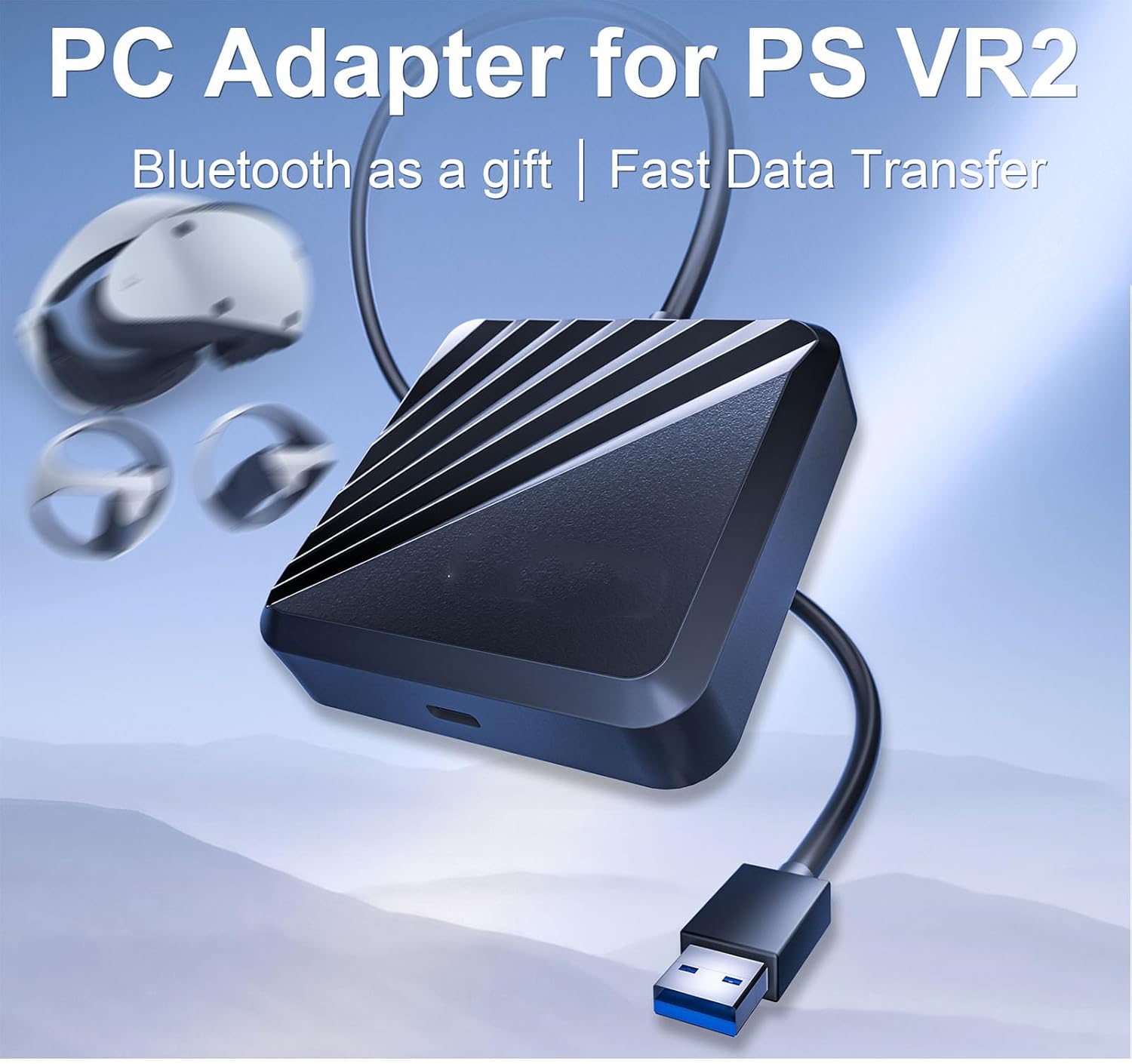 LICHIFIT Adapter + Bluetooth Receiver for PS VR2 to Windows Computer, PC Adapter Kit for PS5 VR2 Converter Connector with Type-C Power Cable and DisplayPort 1.4 HD Cable for PlayStation 5 VR2