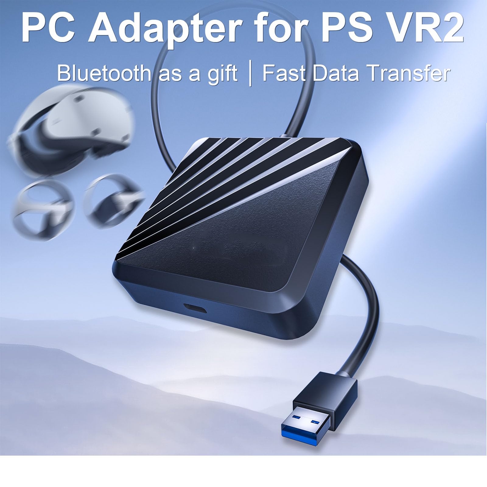 Adapter + odbiornik Bluetooth do PS VR2 do komputera z systemem Windows, zestaw adaptera PC do konwertera PS5 VR2, złącze z kablem zasilającym typu C i kablem DisplayPort 1.4 HD do