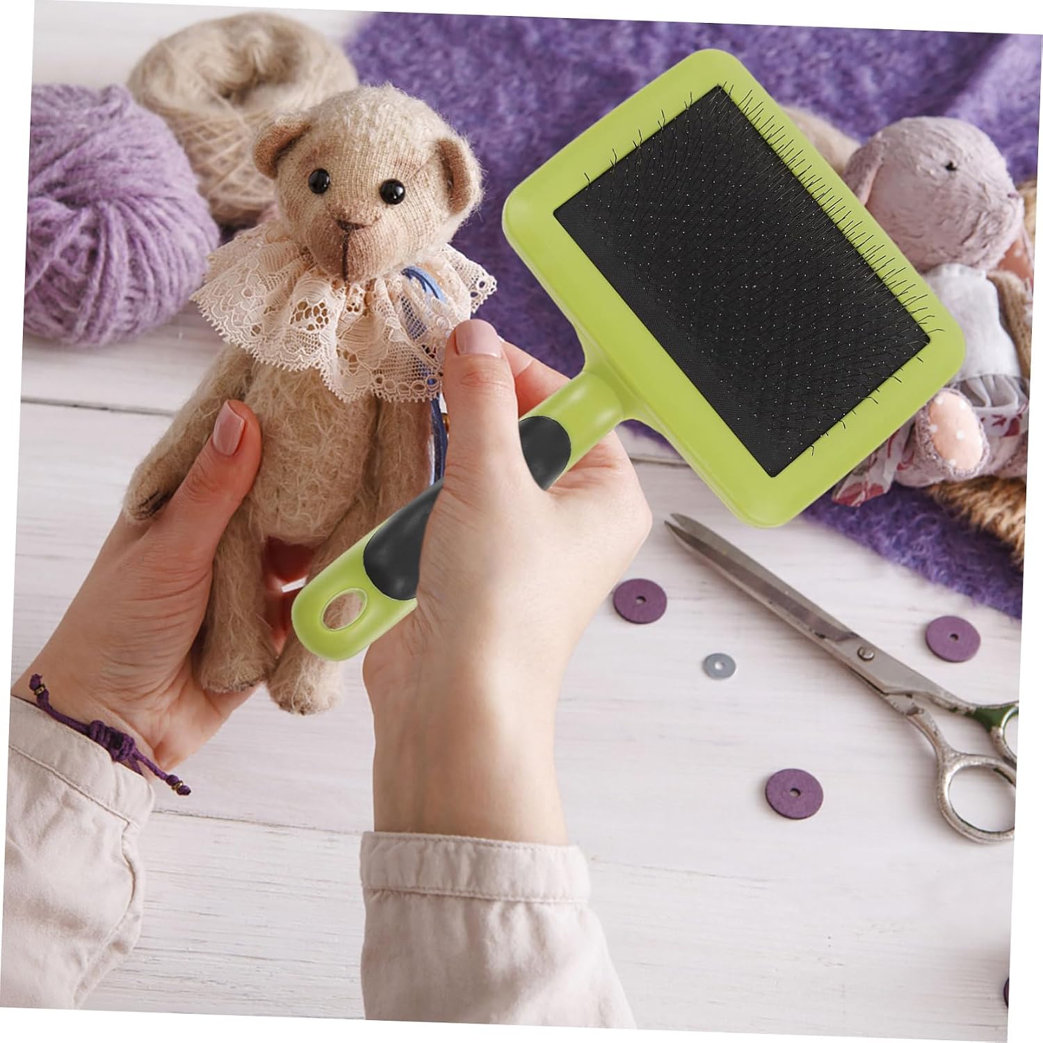 Uonlytech 2Pcs Ergonomic Felting Carders Brush for Craft Projects Hand Carder Tool for Combing and Pet Grooming for Beginners and Professionals