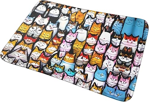 Miniatura 9 de Felpudo de puerta con diseño de gatos de dibujos animados, para exteriores, para el piso de entrada del hogar, fácil de limpiar, felpudos de patio,