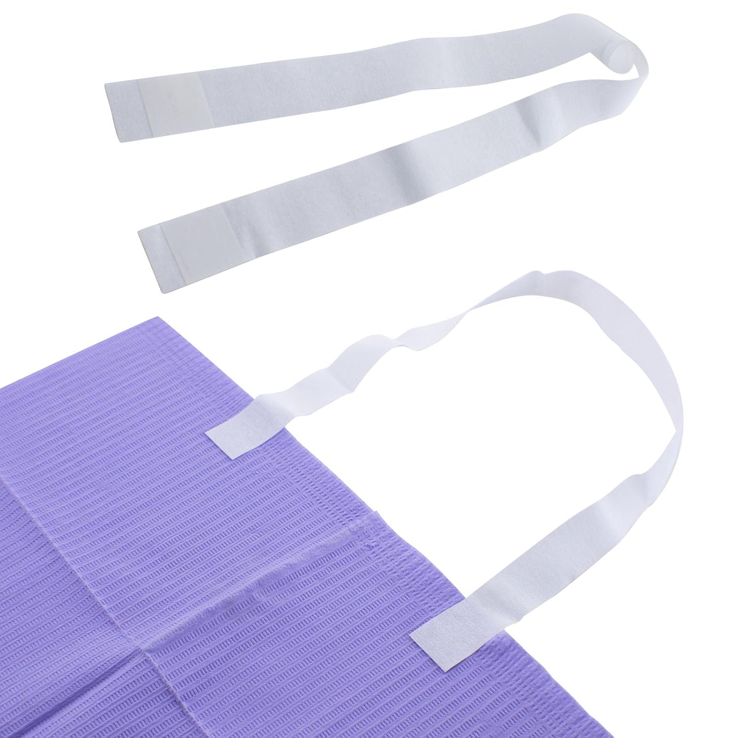 250 Disposable Bib Holders by Vastmed | Light Flexible Neck Holder Straps for Dental Bib | Paper Napkin Holder with Easy-to-Peel Self-Adhesive Ends with Adjustable Size