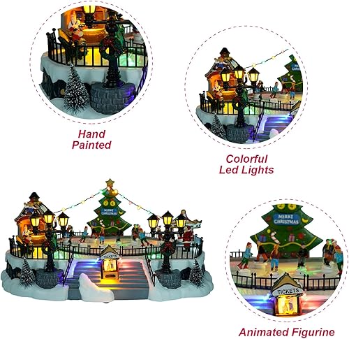 Miniatura 7 de Christmas Village House Decoration,Colourful LED Lights Light Up Buildings,Christmas Cinema Scence,Music Rendering Atmosphere (Colourful)