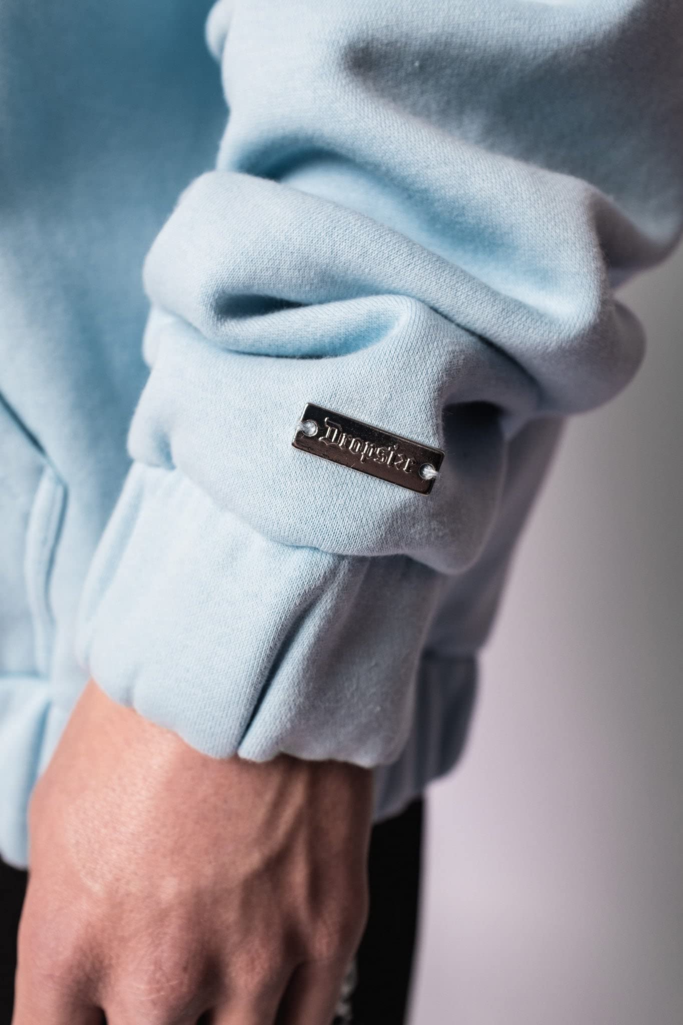 Dropsize Super Heavy Oversize BLANK Zip Baby Blue, Urban Streetwear Oversize Zipper, 360 GSM Cotone, con cappuccio