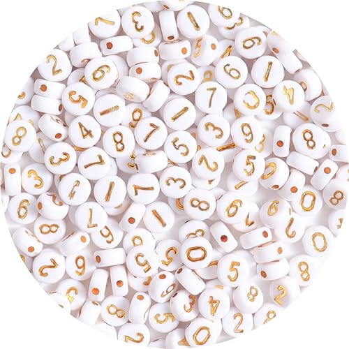 Miniatura 17 de 100 cuentas de letras – Cuentas redondas blancas de 0.157 x 0.276 pulgadas (0.157 x 0.276 in), color blanco, letras del alfabeto, corazón, estrella