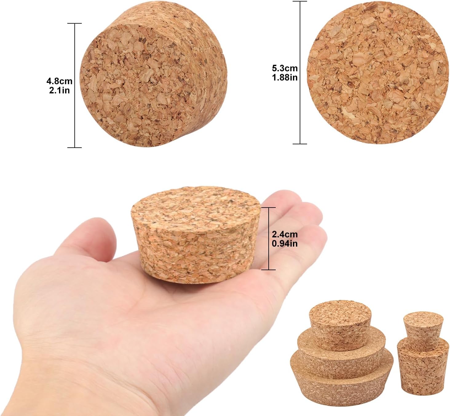 40 Pack 2.1 Inch Wine Bottle Cork Stoppers, Jar Stoppers, Cork Plugs for Bottling Needs, DIY Crafts and More