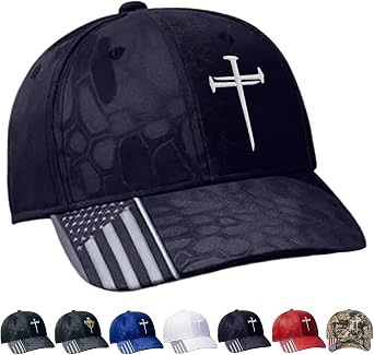 Adjustable Jesus 3 Nail Cross Hat, Christian Cross Three Nail Hat with American Flag, Baseball Cap for Men & Women