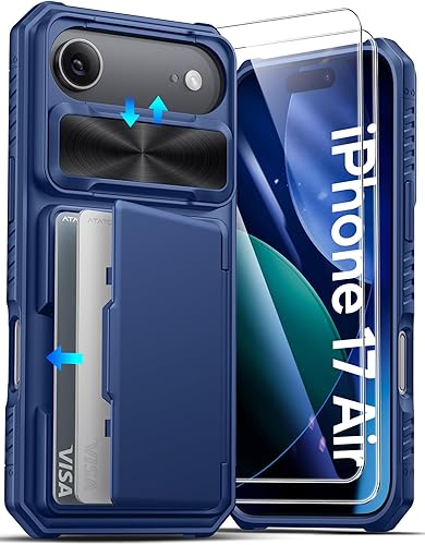 Miniatura 94 de ATATOO Funda para iPhone 16 con tarjetero (almacena 3-5 tarjetas) [bloqueo RFID] y funda para cámara deslizante, protección de grado militar, funda
