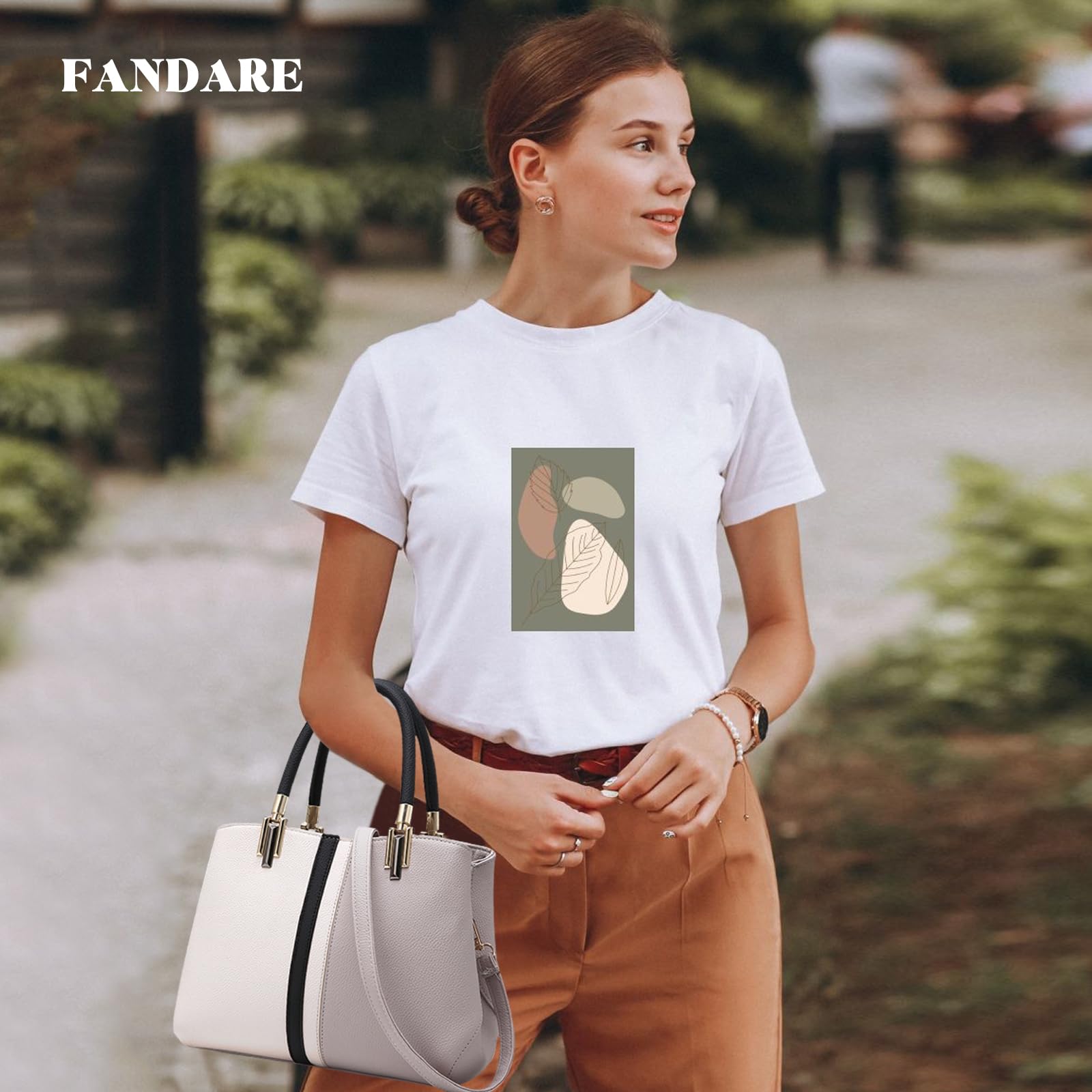 FANDARE Retro Bolsos de Mujer Bandolera PU Cuero Impermeable Portátiles 12.9 Pulgadas Laptop Bolso Mano Hombro Cruzado Remache Gran Capacidad Señora para Viaje Trabajo Escuela Compras