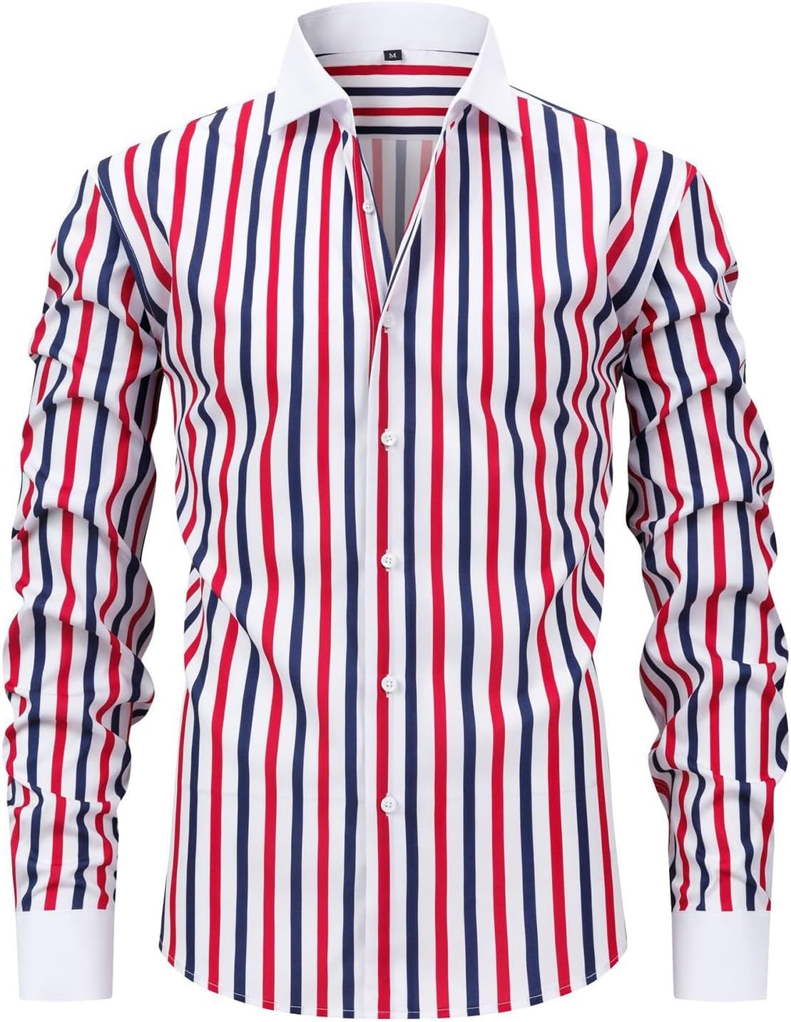 Stripe Printed Shirts for Men, Stretch Collared Button Down Top | Stripe Printed Shirts for Men, Stretch Collared Button Down Top