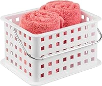 iDesign Portable Shower Caddy Basket with Handle - White Plastic Organizer for Dorm, Bathroom, Kitchen - Made in USA, 9.25x7x5"