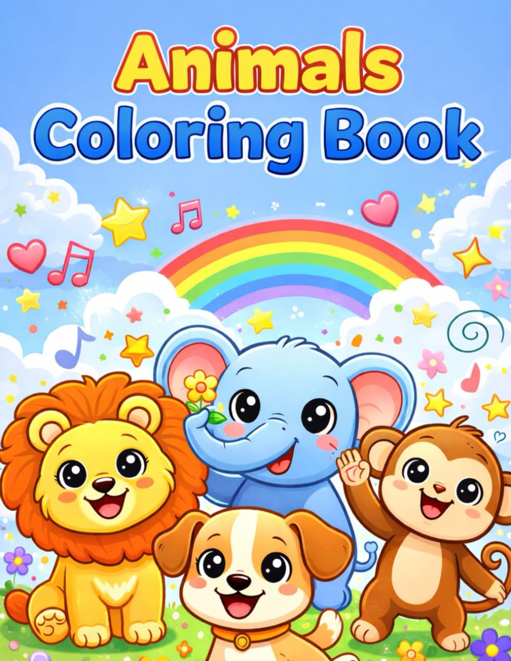 Animals Coloring Book: Cute Animals to Color for Kids Ages 3–7