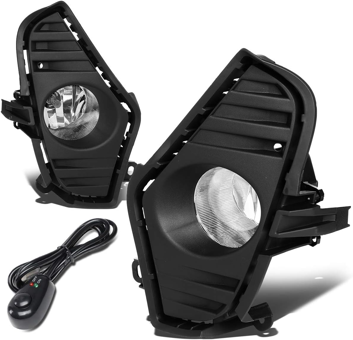 Auto Dynasty Fog Lights Assembly Compatible with 2019-2020 Toyota Rav 4, Fog Lamp with Bezel Cover Switch Replacement, Driver Passenger Side, Clear Lens