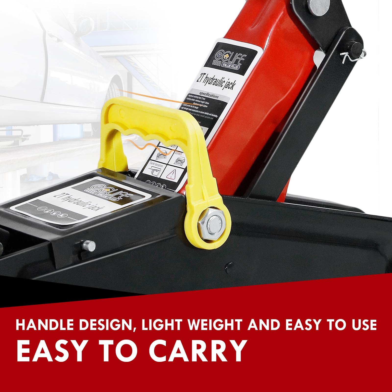 CCLIFE Cric Idraulico per Auto 2T Cric Auto Altezza di Sollevamento 135-320mm Guanti da Lavoro