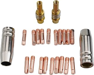 ARCCAPTAIN MB15 15AK MIG Welding Torch Kit with Contact Tips Nozzle Diffuser for MIG200 MIG130 Welders High Temperature Resistant Copper Brass Accessory Set with Multiple Aperture Options(0.9MM)