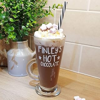 Personalised Hot Chocolate Mug Glass Latte Named Hot Choc