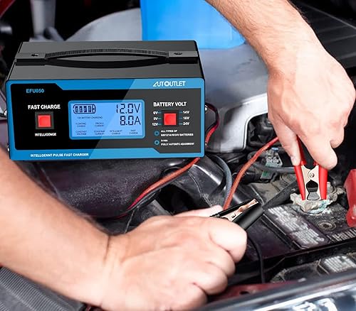 Miniatura 7 de AUTOUTLET Cargador de batería de 8 voltios, cargador de batería automotriz y mantenedor de 0-10 A con abrazaderas de cable mejoradas para baterías
