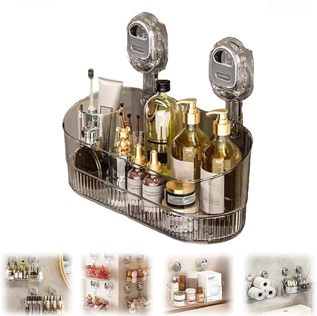 Gold Shower Caddy Suction Cup No-Drill Shower Shelf for Inside Shower Corner Shower Caddy and Suction Cup Storage