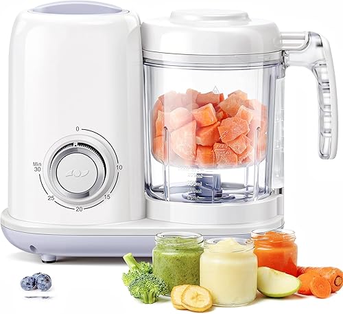 Máquina de alimentos para bebés, procesador de alimentos para bebés 4 en 1 y vaporizador, licuadora de puré, máquina multifuncional para hacer puré