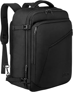 MATEIN 40L Expandable Carry On Backpack - Water Resistant Airplane Approved Travel Weekender Bag for Men Women, Lightweight Black