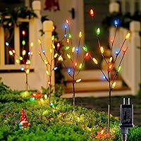 Vista 1 de Brightown Luces de Navidad para exteriores, 8 unidades, 156 luces LED C6, ramas, luces enchufables, 8 modos, impermeables, decoración de luces