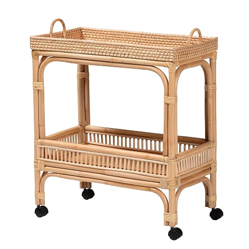 Bali & pari Lombok Modern Bohemian Natural Rattan 2-Tier Wine