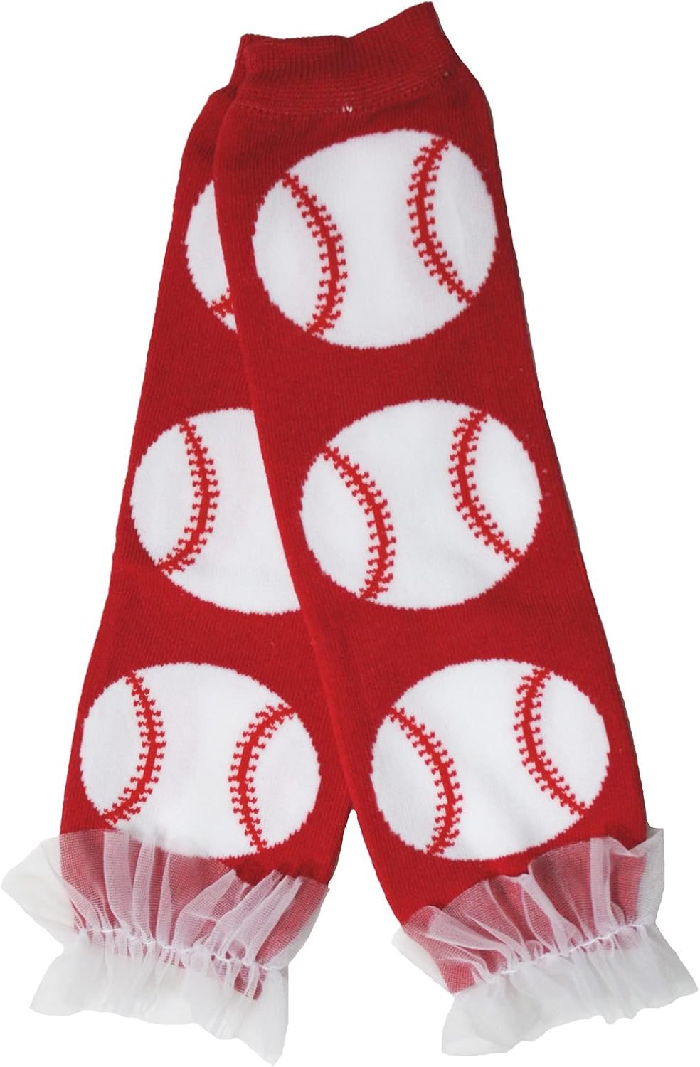 Petitebella Red Baseball Cotton Leg Warmer Socks White Ruffle Girl Clothing Accessory 2-6y