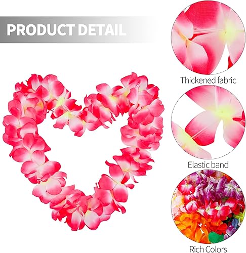 Miniatura 3 de ADXCO Collar de Leis hawaiano grueso de 12 piezas, guirnalda hawaiana para fiesta de baile de Hula Luau, collar floral Leis para suministros de