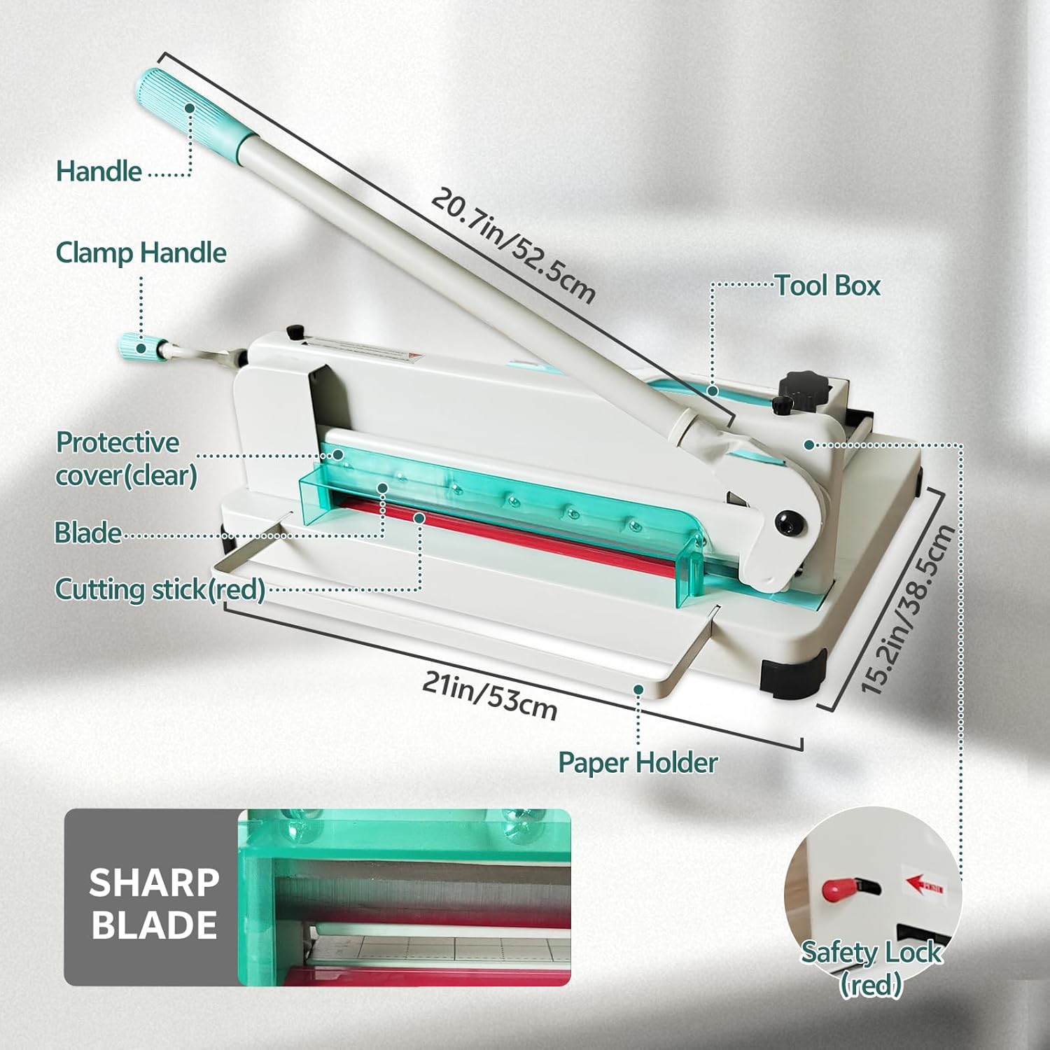 12 Inch Mint Heavy Duty Paper Cutter Guillotine Paper Cutter 400 Sheets Capacity, Stack Paper Trimmer with Solid Steel Blade for Home School Prints Shop