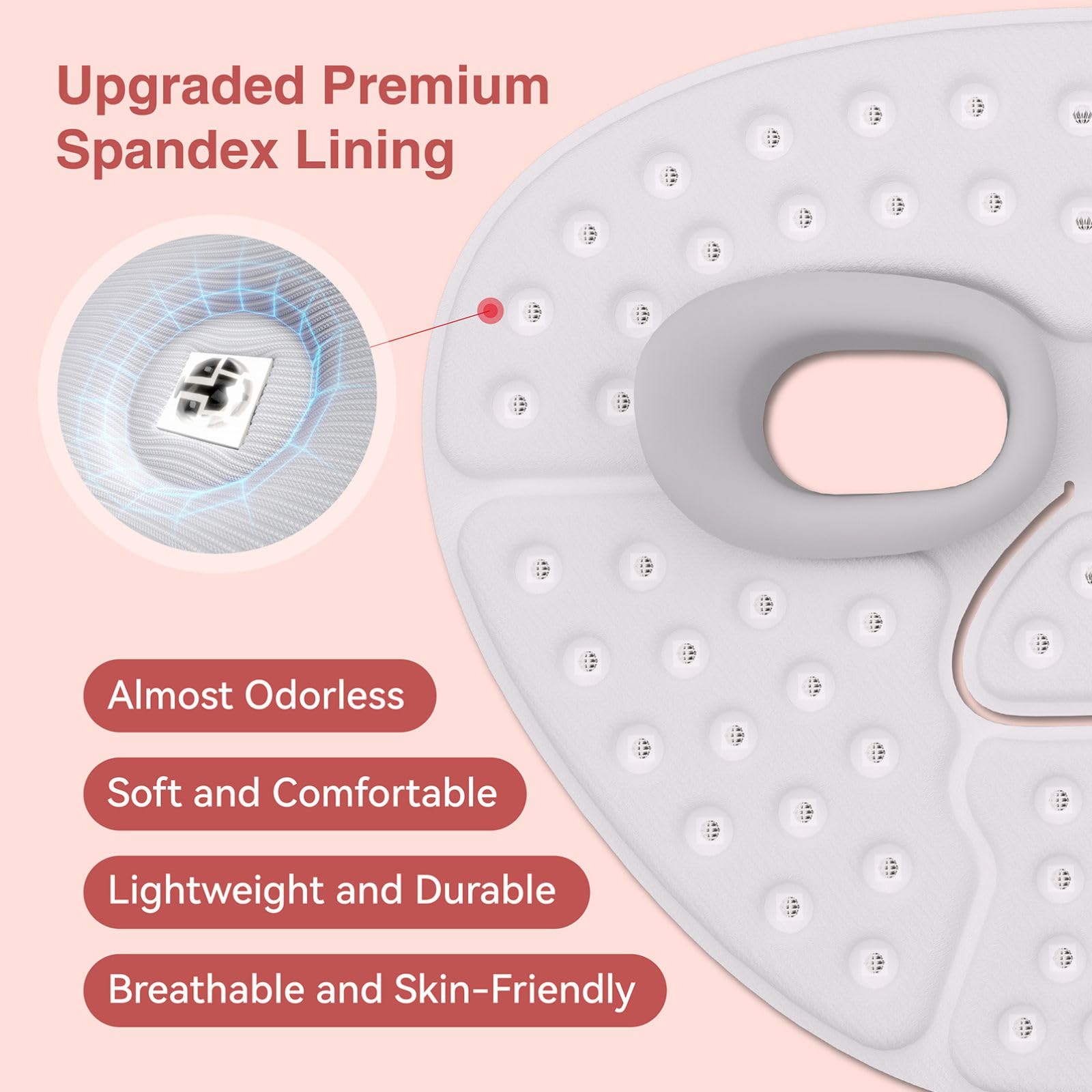 LED Gesichtsmaske mit 70 LEDs, 4 Farben & Nahinfrarot 630/850nm, Hautpflege & Wellness, Pflege reifer Haut & bei Hautunreinheiten, tragbar & wiederaufladbar für Gesicht & Hals,Gris