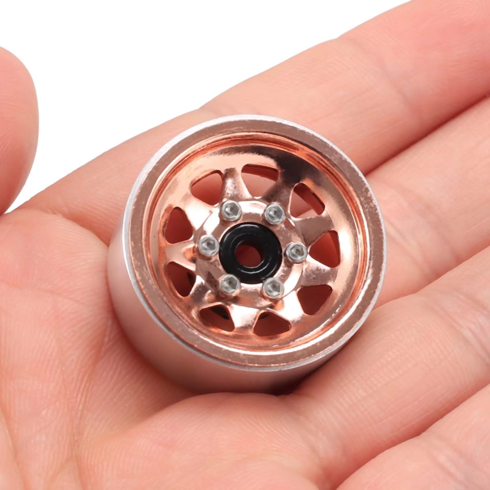RC Beadlock Cerchi Ruota per Axial per SCX24 AX24 per TRX4M 1/18 1/24 Cerchione Beadlock da 1,0" con Mozzo in Acciaio Stampato E Piatto Profondo Parti di Ricambio per Auto Cingolate RC(White)