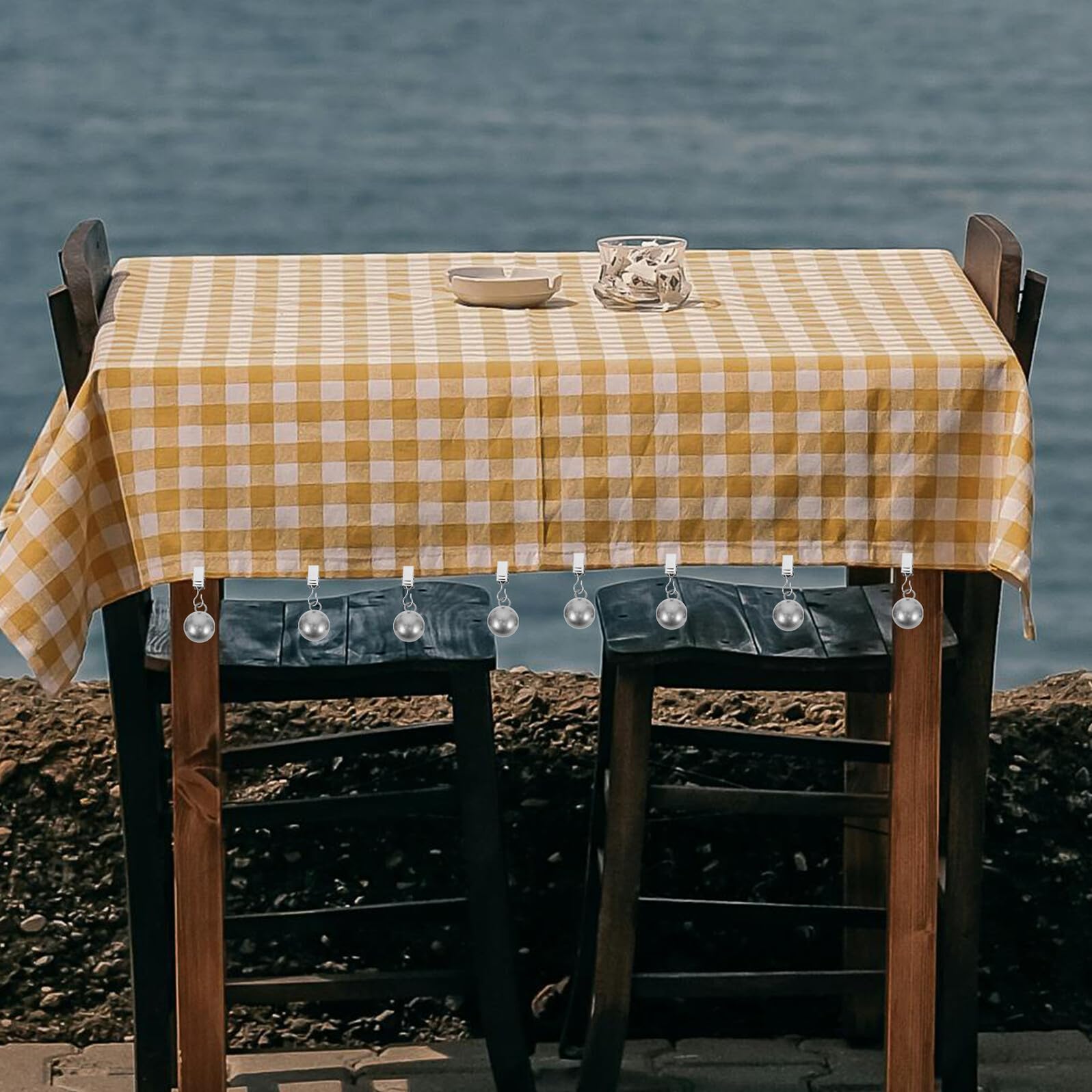 Clip per Tovaglia da Esterno 8 Pezzi Acciaio Inox a Sfera