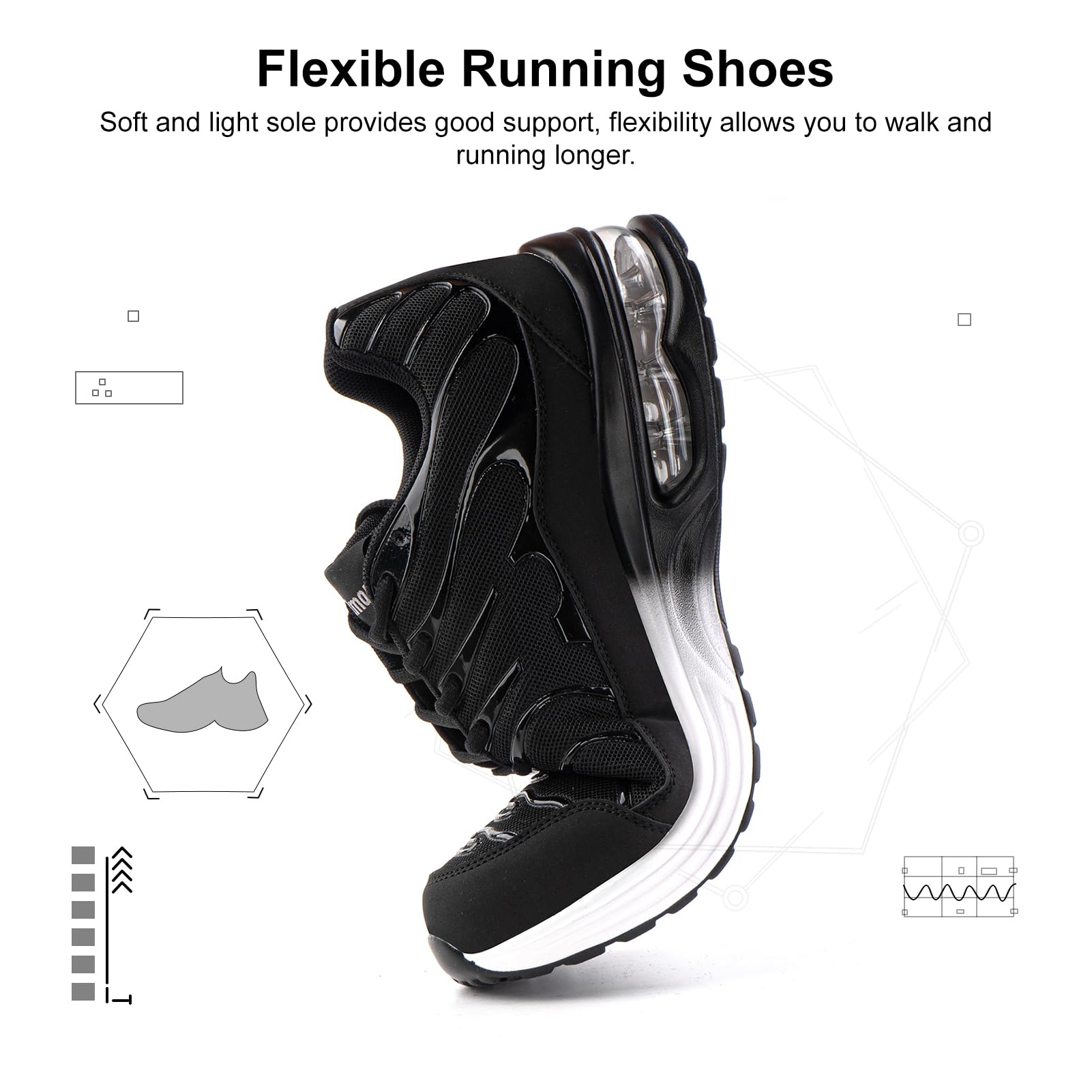 NEOKER Scarpe Running Uomo Donna Scarpe da Corsa Sneakers Scarpe Ginnastica Scarpe Trail Running Scarpe Sportive Platform Outdoor Nero Blu 36-48 EU