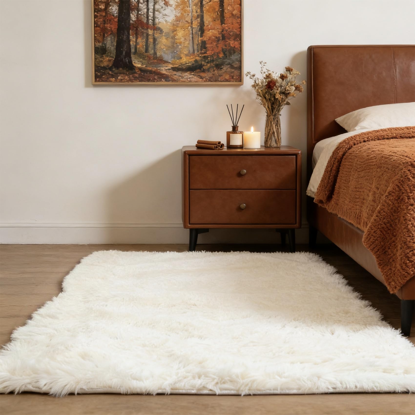 Tapis antidérapant blanc 110x50 cm doux pour sécuriser et sublimer le sol