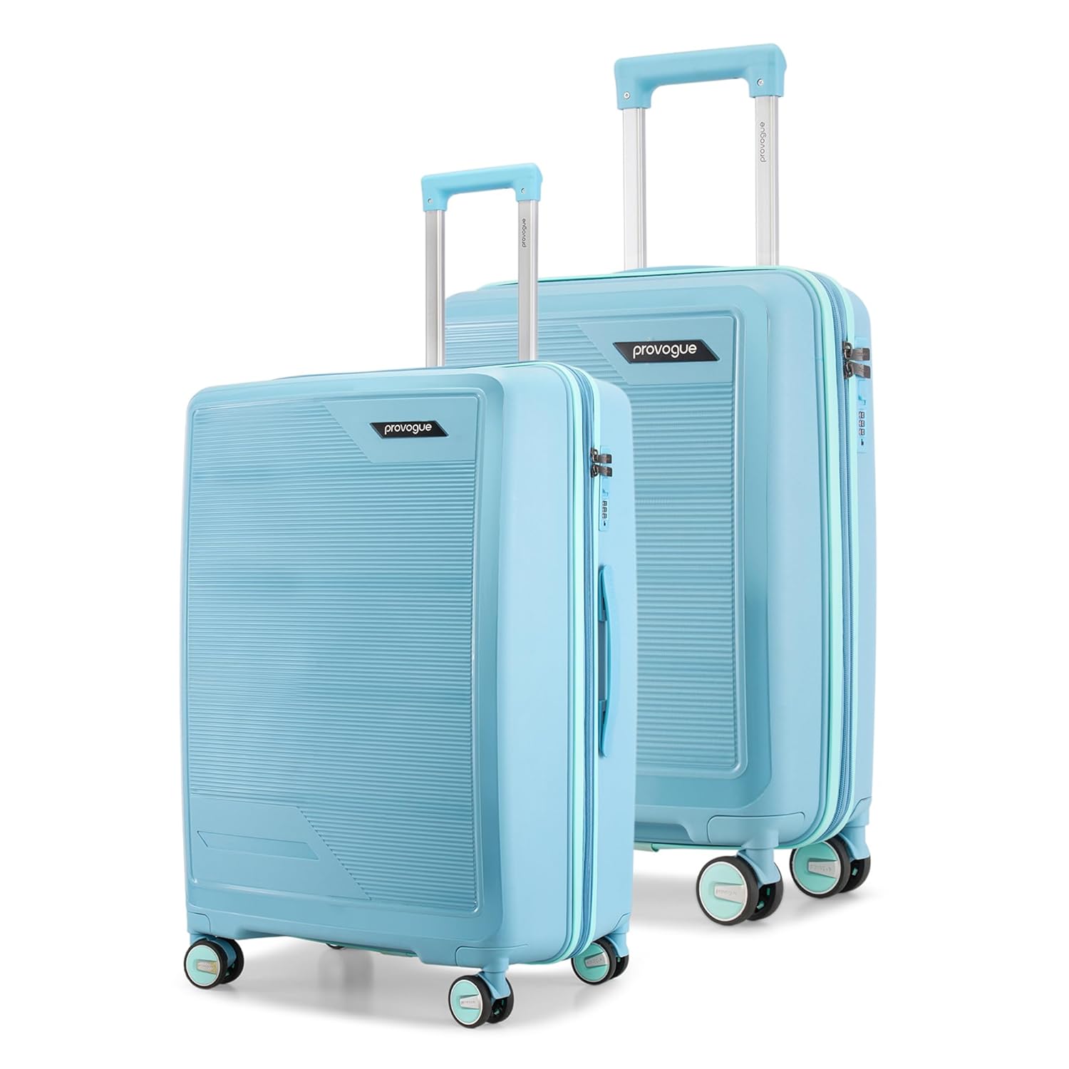 Provogue Spectrum Hard-Sided PP Trolley Bag Set of 2 | Expandable Space with 8 Wheels Trolley Bags for Travel | Lightweight with Combination Lock | 5 Year Warranty (Frost Fade Blue)